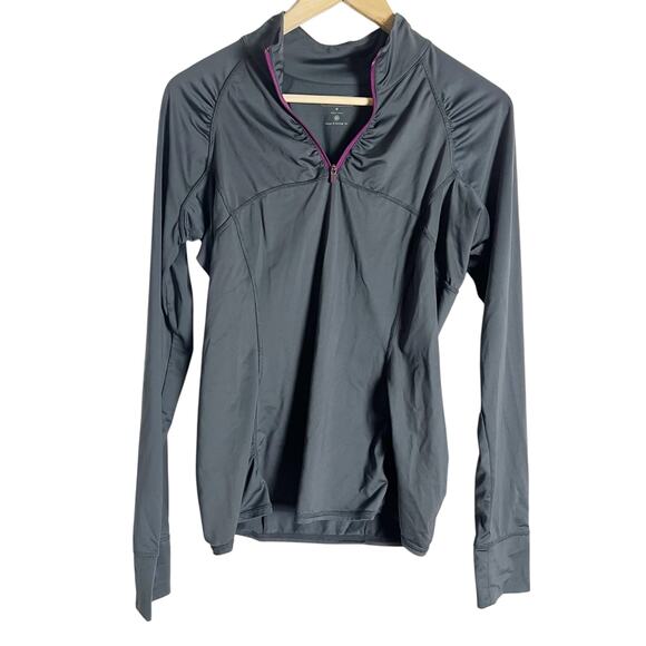 Athleta Interpid Sun Shield Gray Long Sleeve Quarter Zip Shirt Size Medium - Picture 1 of 9